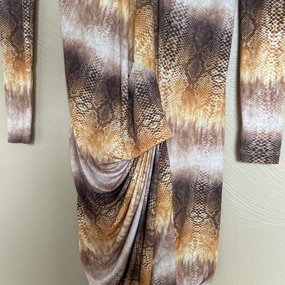 Torn by Ronny Kobo Snakeskin Print Body Con Ruched Mini Dress, Size Small - Picture 7 of 12